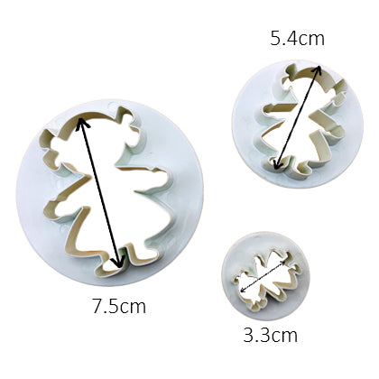 Girl Fondant & Cookie Cutter 3Pcs Set Plastic