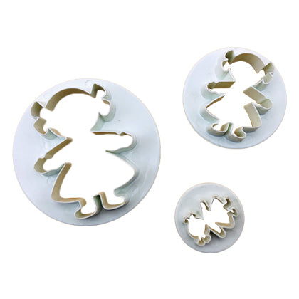 Girl Fondant & Cookie Cutter 3Pcs Set Plastic