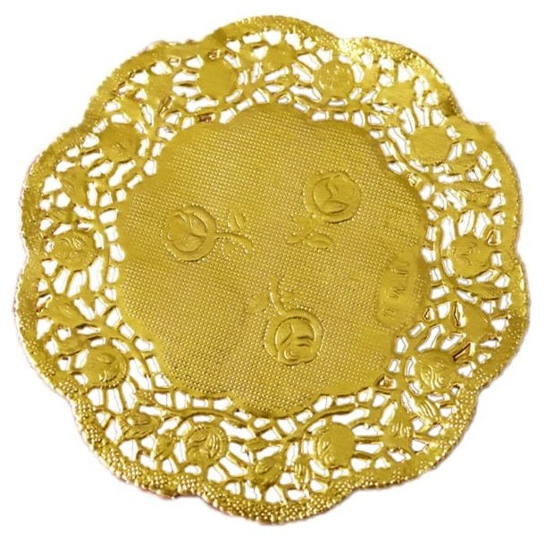 Golden Round Shape Doilies Paper 24Pcs Pack 14CM