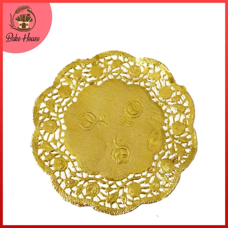 Golden Round Shape Doilies Paper 24Pcs Pack 14CM