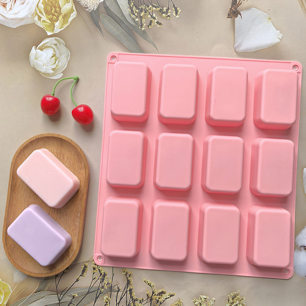 Rectangle Shape Silicone Brownie And Soap Mold 12 Cavity