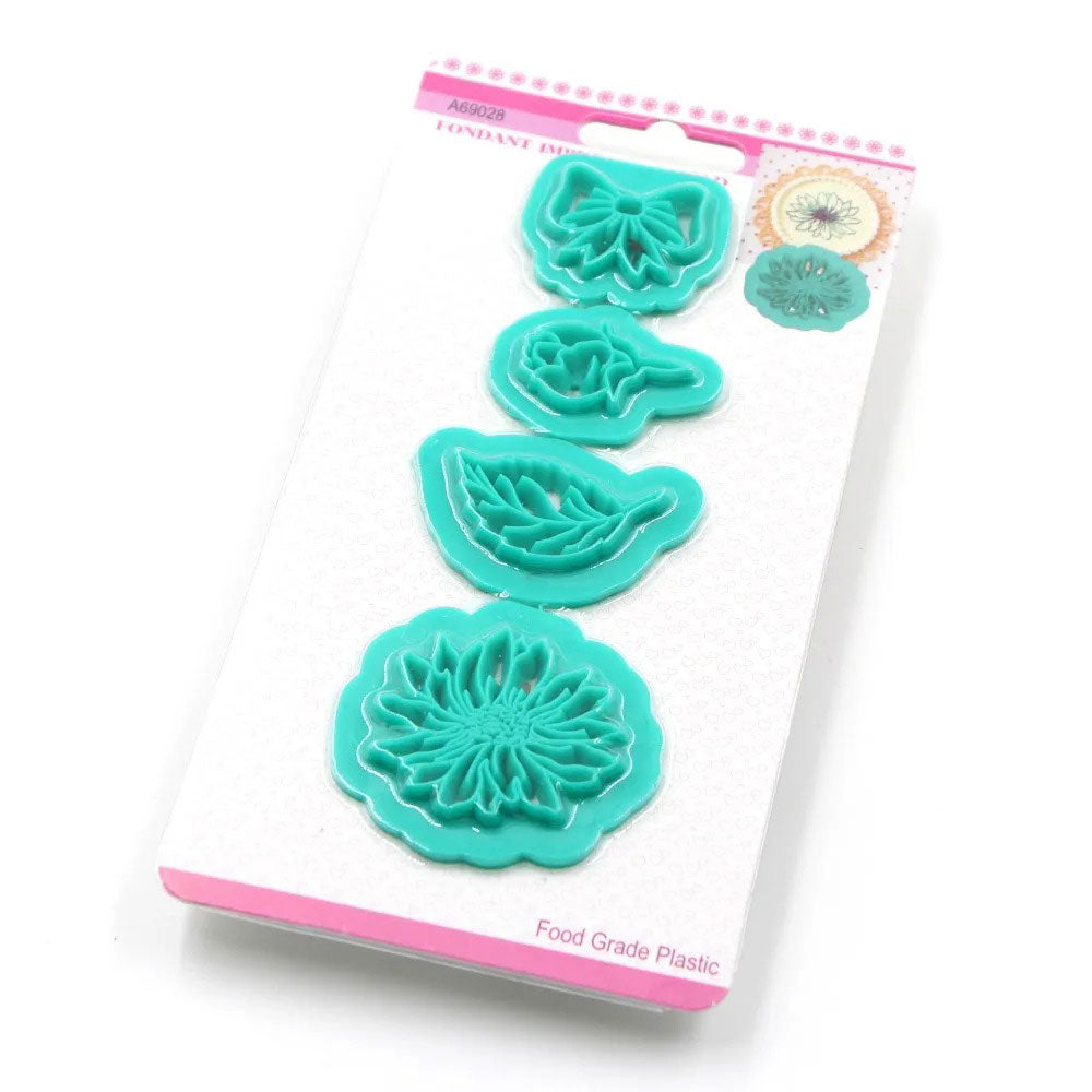 Leaf, Flower, Bow Fondant Cutter 4Pcs