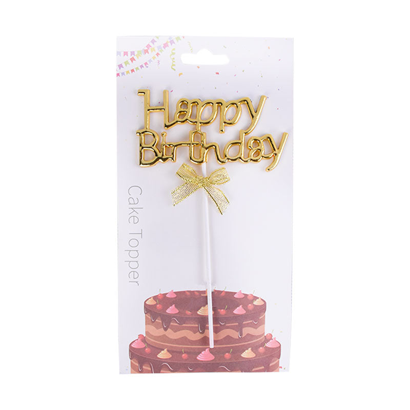 Happy Birthday Cake Topper Golden Color Design 1