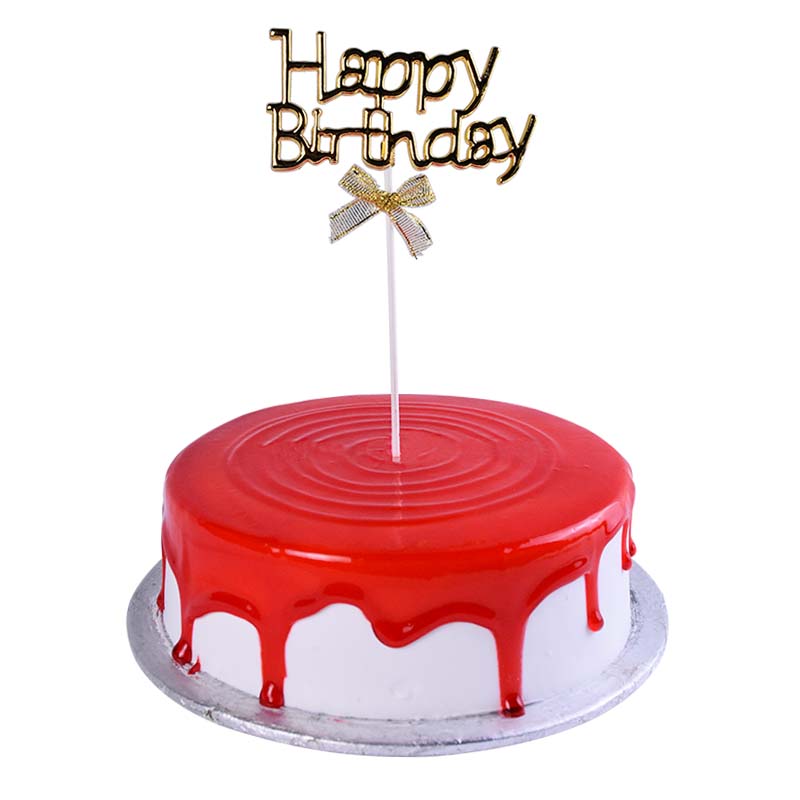 Happy Birthday Cake Topper Golden Color Design 1