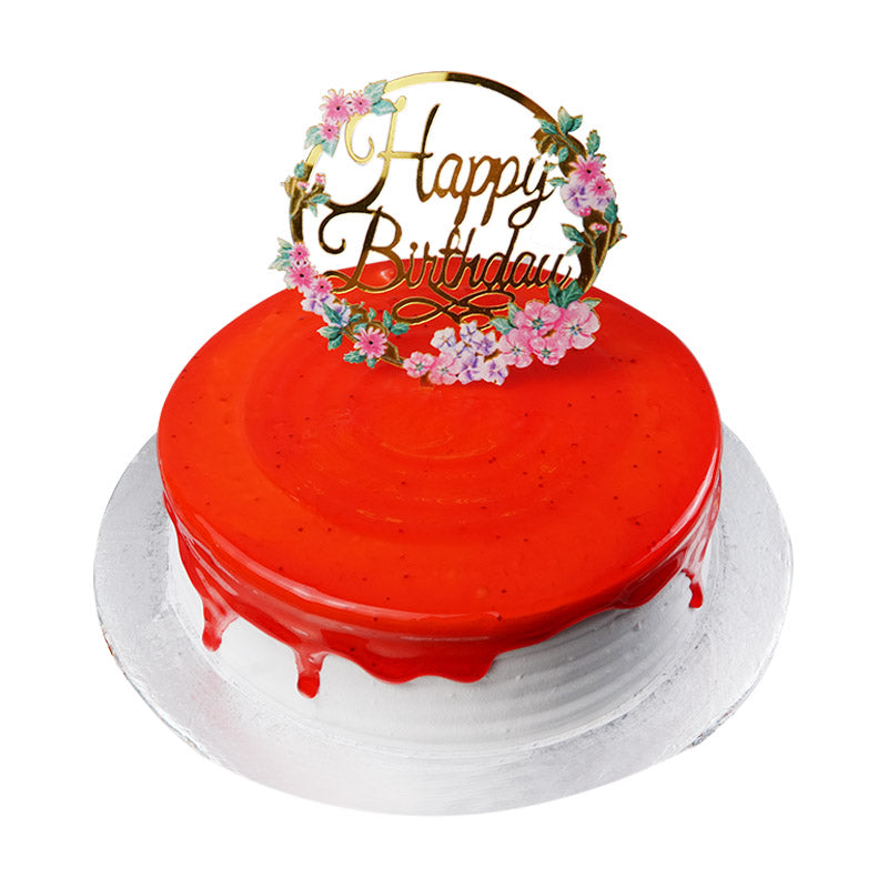Happy Birthday Cake Topper In Round Flower Shape Design 2