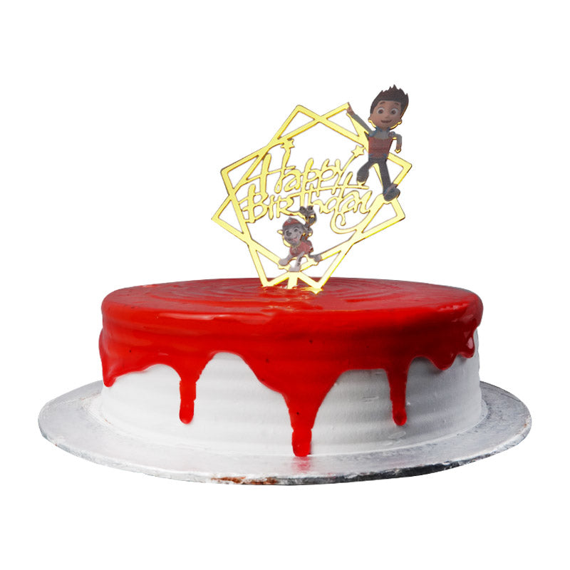 Happy Birthday Cake Topper In Cartoon Design