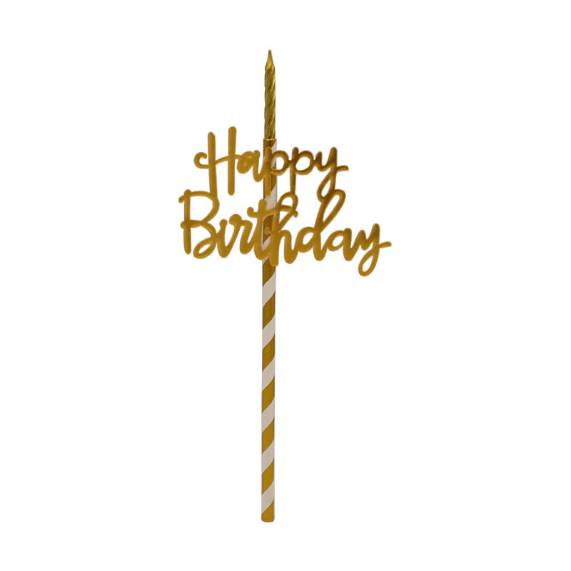 Happy Birthday Cake Topper In Candle Design