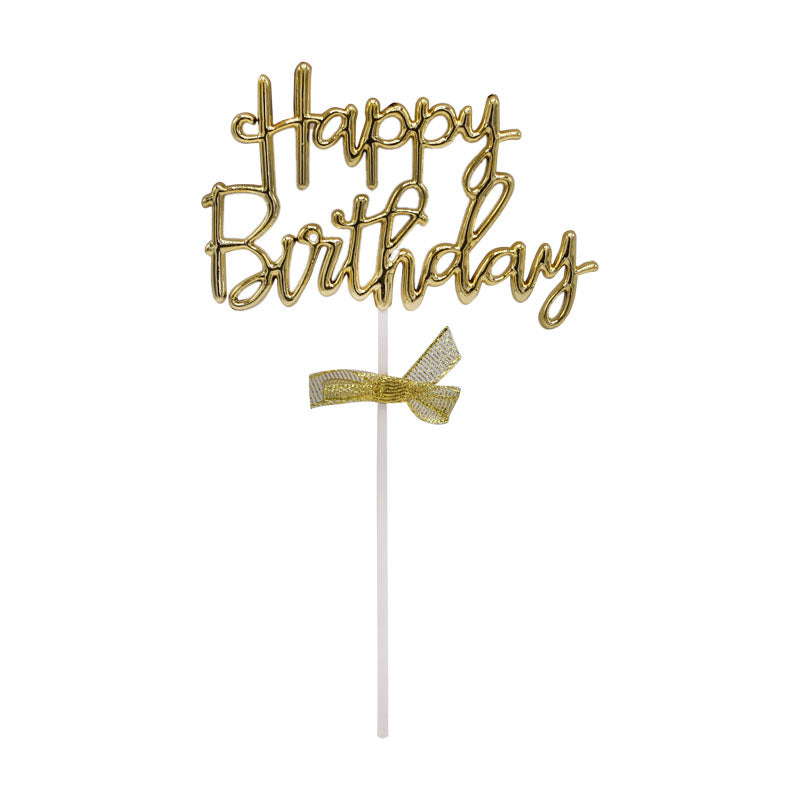 Happy Birthday Cake Topper Golden