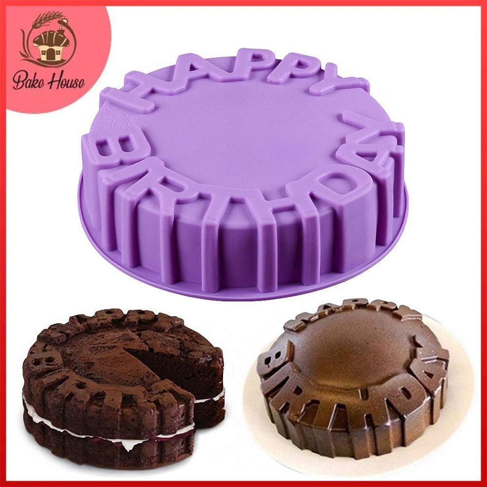 Happy Birthday Round Silicone Cake Baking Mold