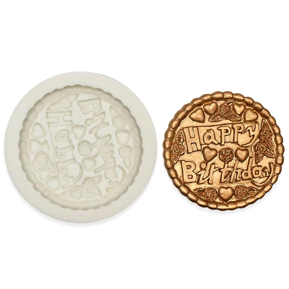 Happy Birthday Round Silicone Fondant Mold
