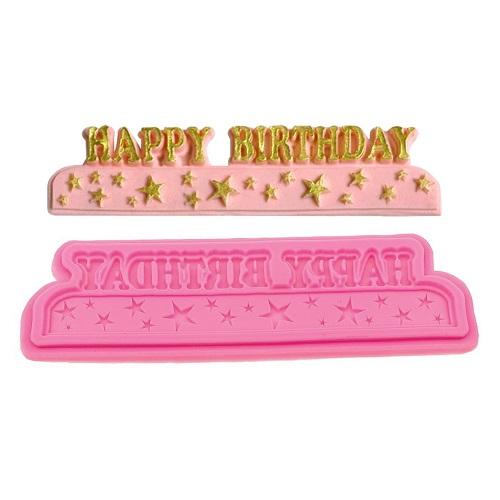Happy Birthday With Stars Silicone Fondant Mold