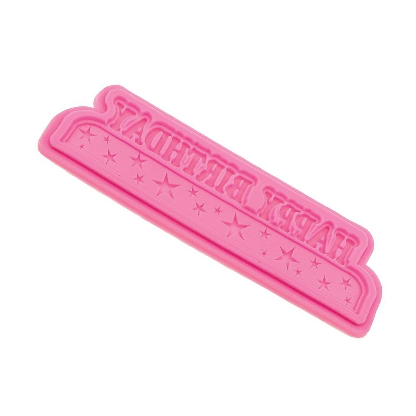 Happy Birthday With Stars Silicone Fondant Mold