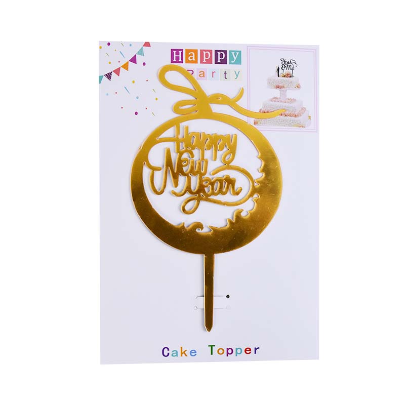 Happy New Year Cake Topper Golden Design 02
