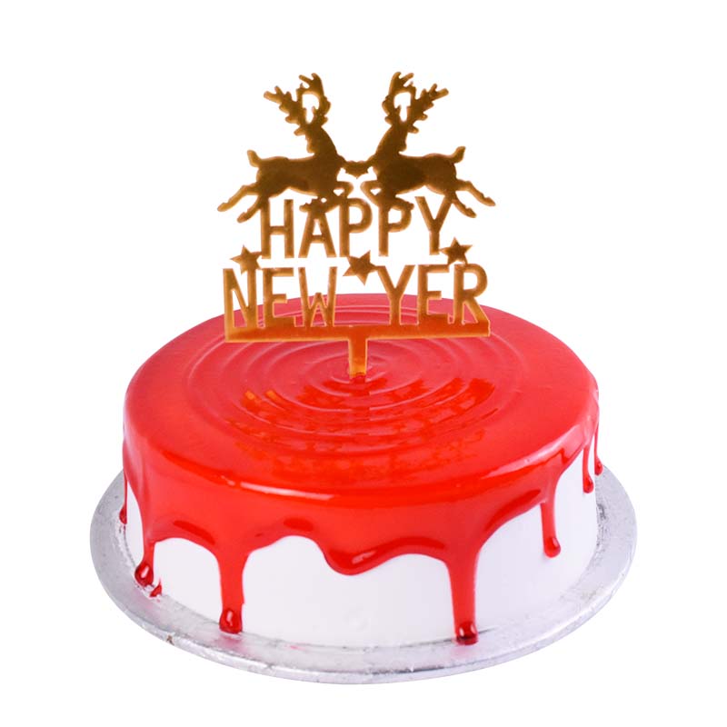 Happy New Year Cake Topper Golden