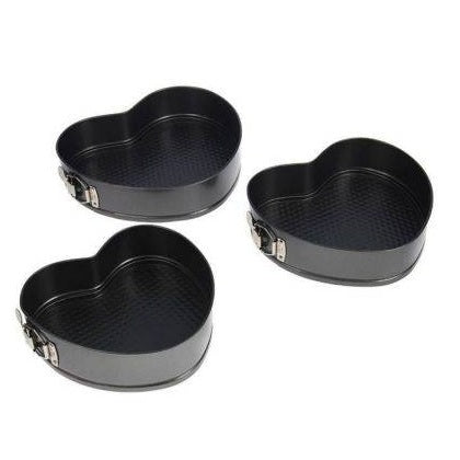 Heart Cake Mold Non Stick 3Pcs Set Removable Base