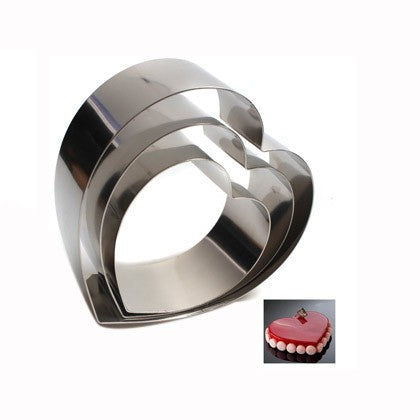 Heart Cake Ring 3 Pcs Set Stainless Steel
