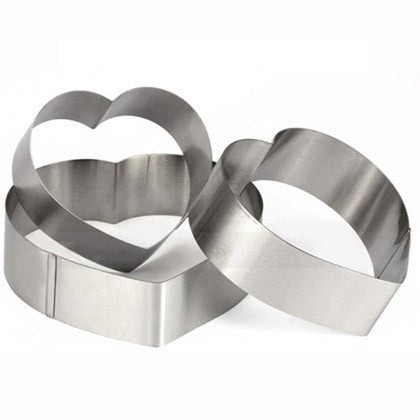 Heart Cake Ring 3 Pcs Set Stainless Steel