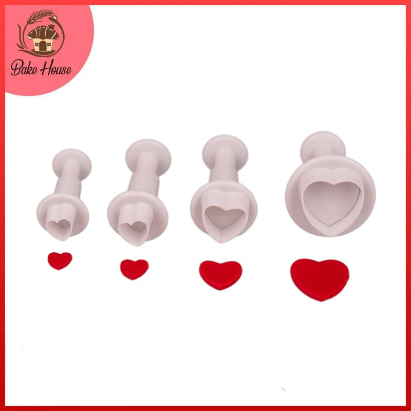 Heart Plunger Cutter 4Pcs Set Plastic