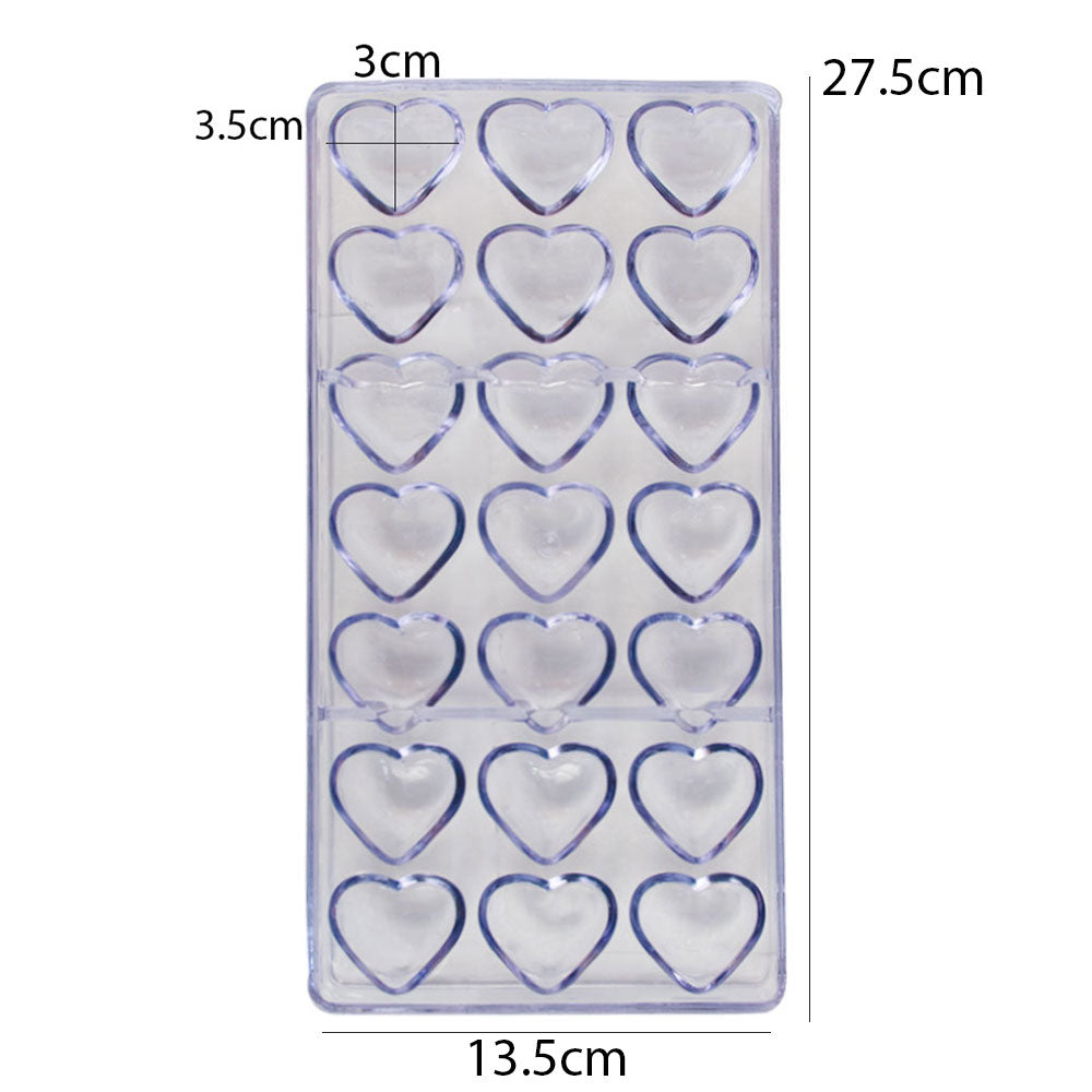 Heart Shape Acrylic Chocolate & Candy Mold 21 Cavity