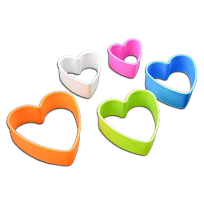 Heart Shape Colorful Cookie Cutter 5Pcs Set Plastic