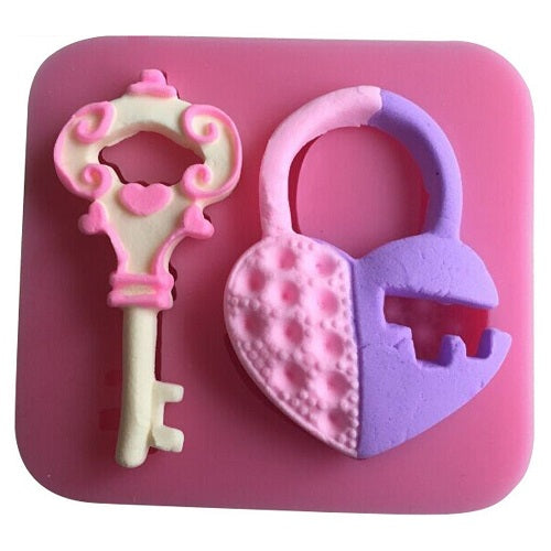 Heart Shape Lock & Key Silicone Fondant & Chocolate Mold
