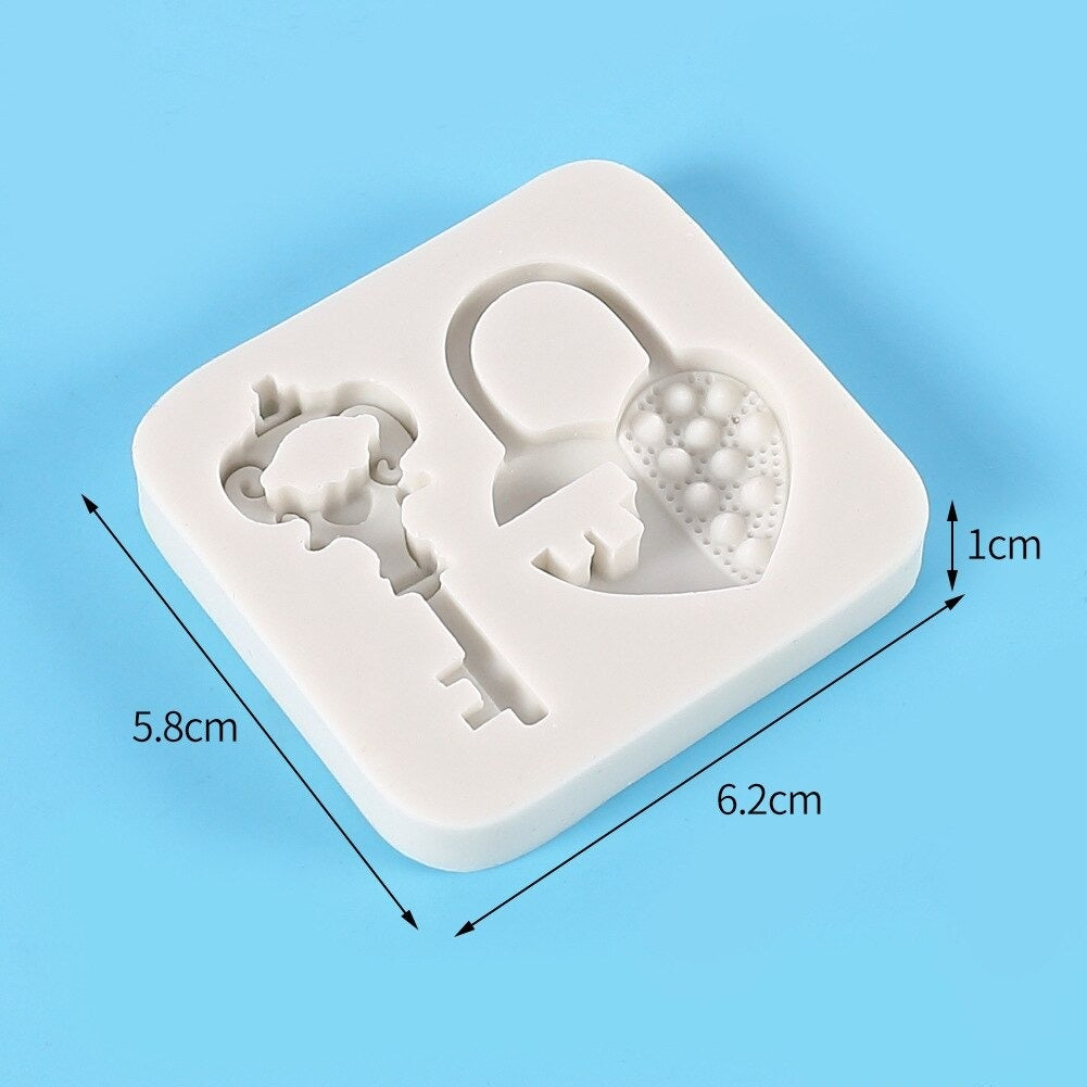 Heart Shape Lock & Key Silicone Fondant & Chocolate Mold