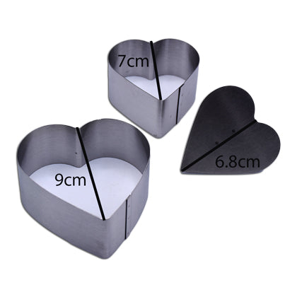 Heart Shape Mousse Mold Stainless Steel 3Pcs Set
