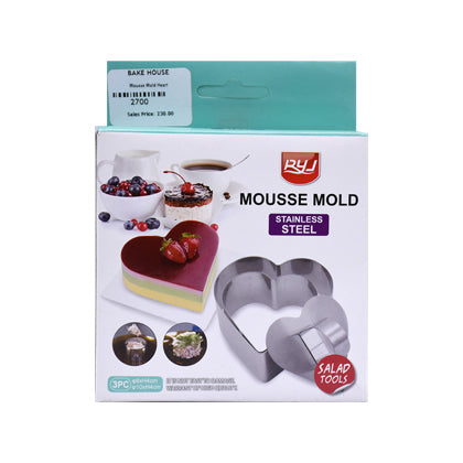 Heart Shape Mousse Mold Stainless Steel 3Pcs Set