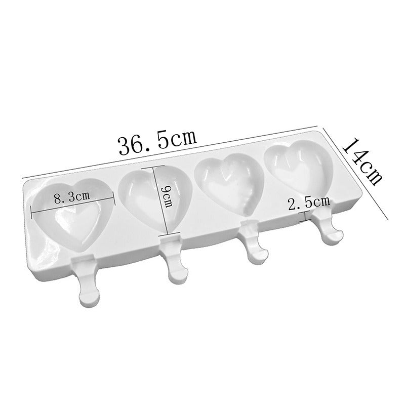 Heart Shape Silicone Popsicle Mold 4 Cavity Large Size