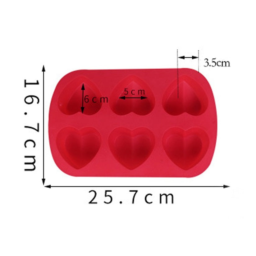 Heart Shape Silicone Soap & Baking Mold 6 Cavity