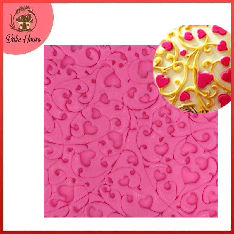 Heart Shaped Flower Printing Pad Silicone Fondant Mold