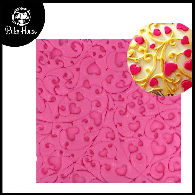 Heart Shaped Flower Printing Pad Silicone Fondant Mold