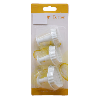 Heart With Design Emboss Plunger Cutter 3Pcs Set Plastic