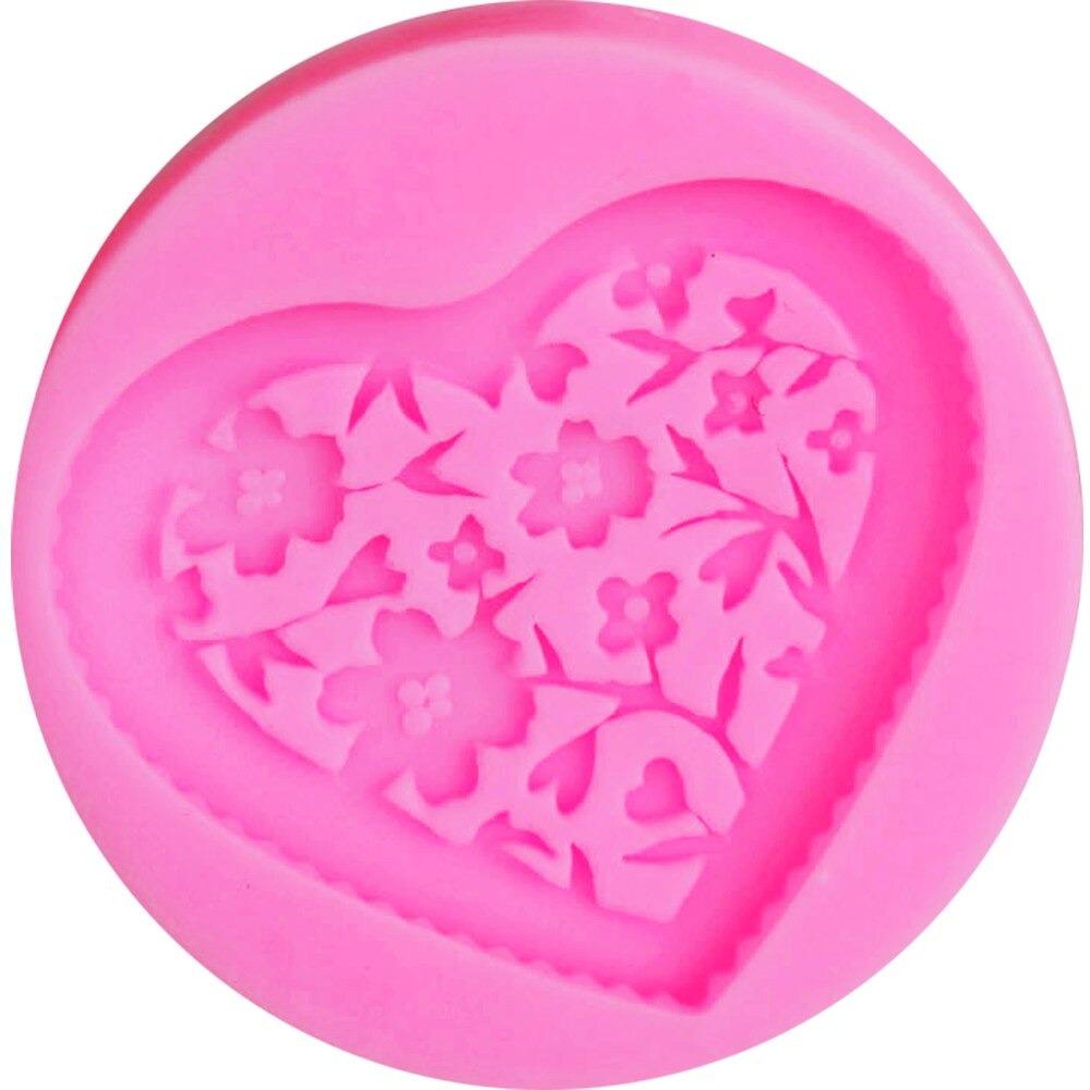 Heart With Flowers Silicone Fondant & Chocolate Mold