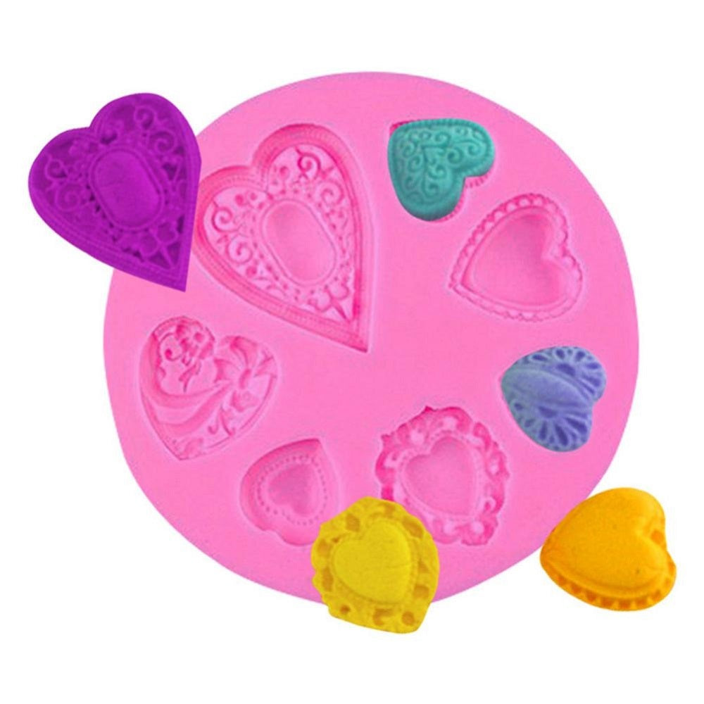 Hearts Silicone Fondant Mold 7 Cavity