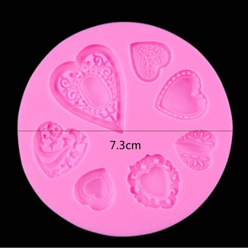 Hearts Silicone Fondant Mold 7 Cavity
