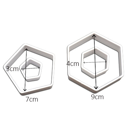 Hexagon Football Fondant & Cookie Cutter 4Pcs Set Plastic