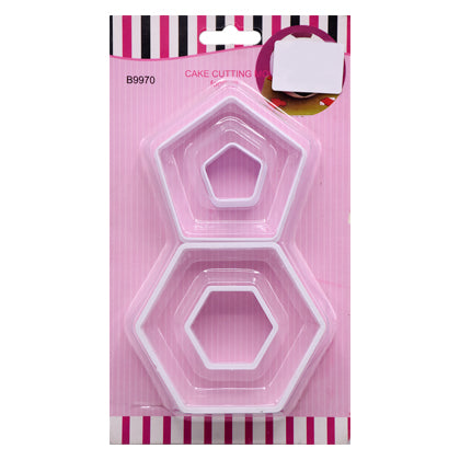 Hexagon Football Fondant & Cookie Cutter 4Pcs Set Plastic