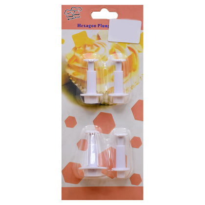 Hexagon Plunger Fondant Cutter 4Pcs Set Plastic