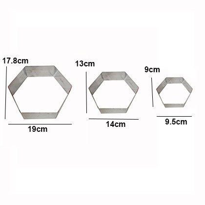 Hexagon Shape Cake Baking Tool Stainless Steel 3Pcs Set