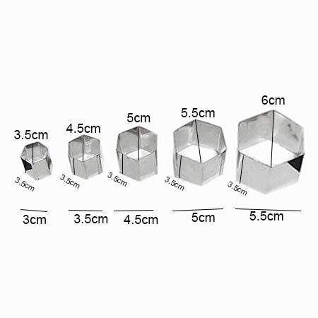 Hexagon Shape Cookie Cutter Stainless Steel 5Pcs Set