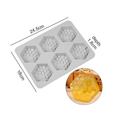 Honey Bee Hexagon Shape Silicone Mold 6 Cavity