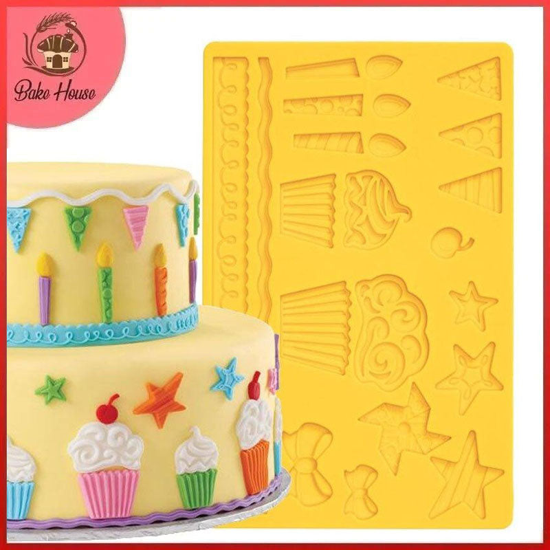 Ice Cream Party Theme Silicone Fondant Mold Sheet