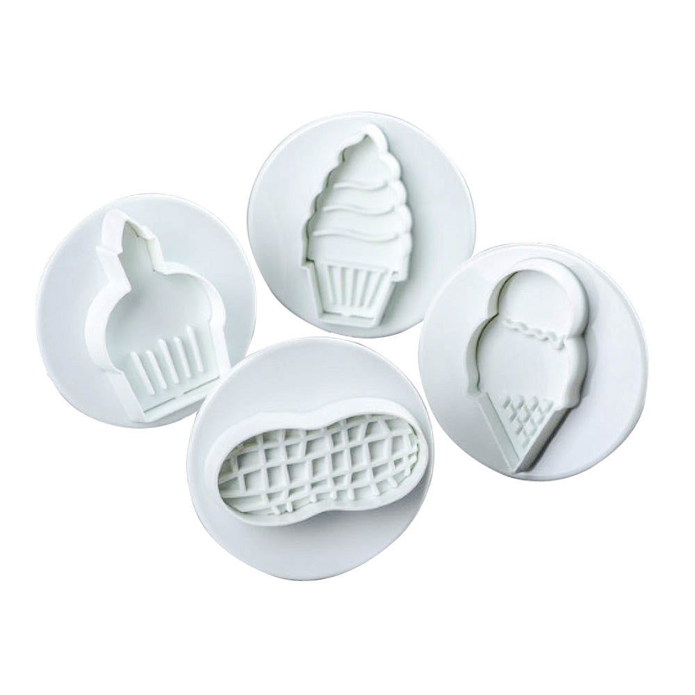 Ice Cream Plunger Fondant & Cookie Cutter 4Pcs Set Plastic