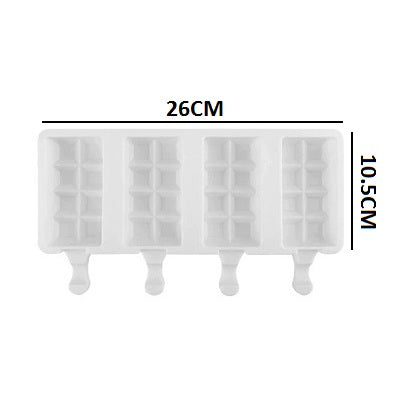 Ice Cube Design Silicone Popsicle Mold 4 Cavity Large