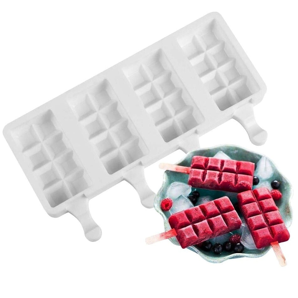 Ice Cube Design Silicone Popsicle Mold 4 Cavity Medium