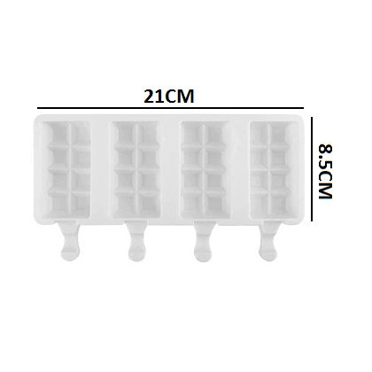 Ice Cube Design Silicone Popsicle Mold 4 Cavity Medium