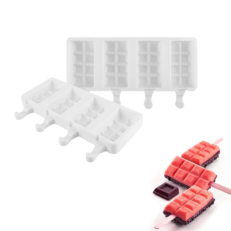 Ice Cube Design Silicone Popsicle Mold 4 Cavity Medium