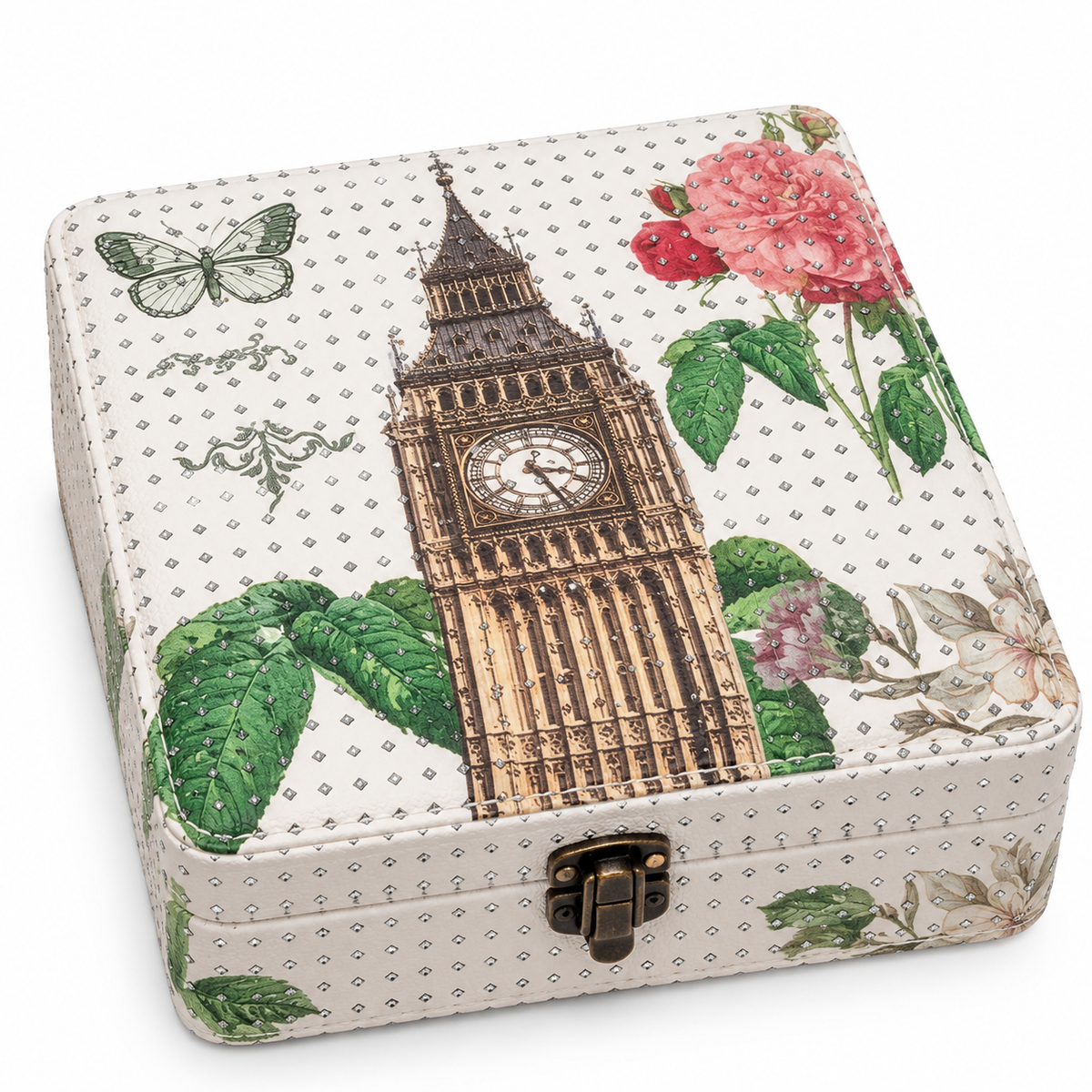 Vintage Big Ben Jewellery Organizer Box with Mirror & Ring Slots