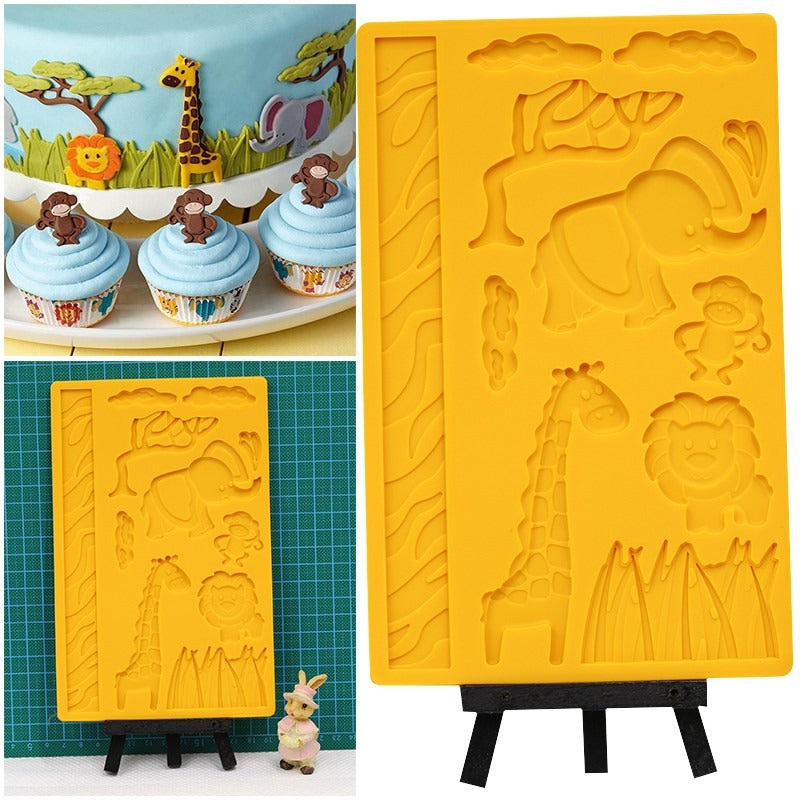 Jungle Animals Silicone Fondant Mold Sheet